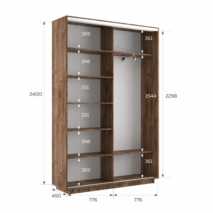 Шкафы-купе 2-х дверные, Шкаф-купе Экспресс 2-х дверный Фотопечать Квадрат Стекла 160х45х240