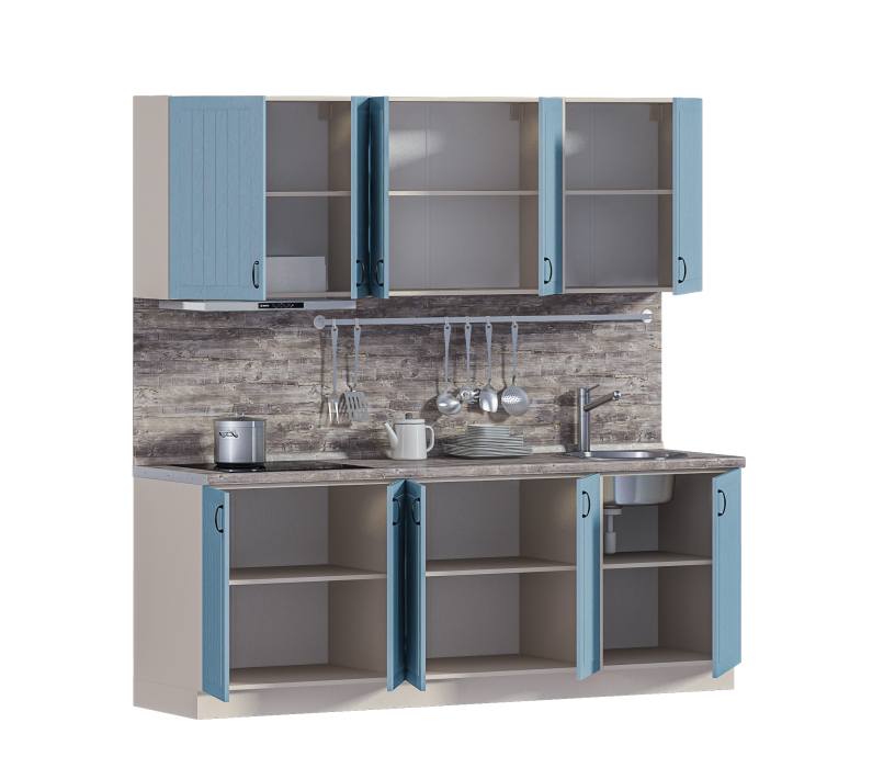 Кухонные гарнитуры, Кухонный гарнитур Регина Белый/Голубой 2,2 м.