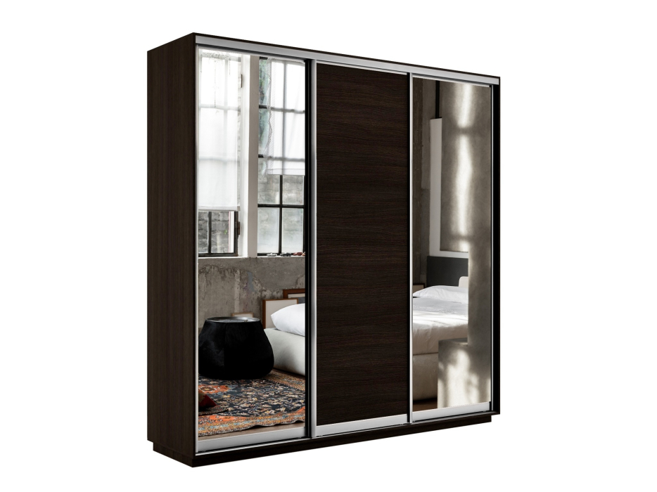 Шкафы-купе 3-х дверные, Шкаф-купе Экспресс Медиум (2 зеркала) трио 2200 x 2400 x 450