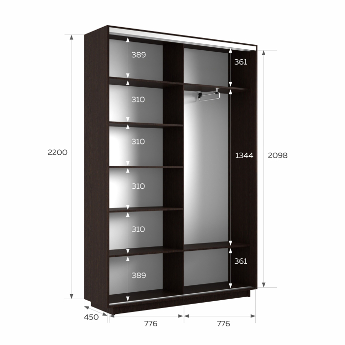 Шкафы-купе 2-х дверные, Шкаф-купе Экспресс 2-х дверный Фотопечать Калейдоскоп Стекла 160х45х220