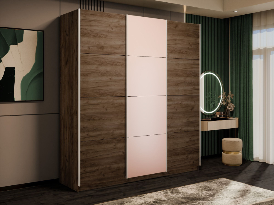 Шкафы-купе 3-х дверные, Шкаф-купе Эста 3-х дверный ДСП/Стекла пудра/Доводчик 240х66х240