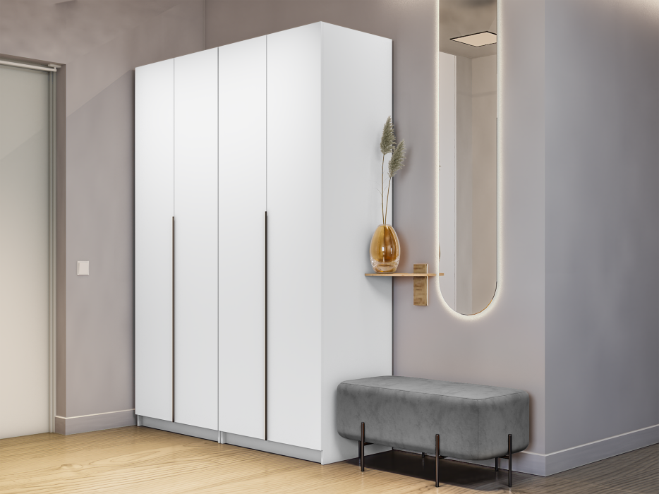 Шкафы распашные, Шкаф складной Е1 Локер ("Гармошка") 162х52.5х220 см,с полками и двумя модулями