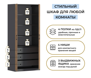Шкаф двухдверный Макс 1000 мм, вариант №5 (ЛДСП)