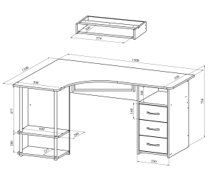 Стол компьютерный С-237 с полкой СЕ-237