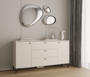 Комод Тренд СБ-3443 3 ящика, 2 двери Кашемир серый/ЛДСП Белла Кашемир серый