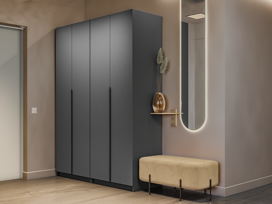 Шкафы распашные, Шкаф складной Е1 Локер ("Гармошка") 162х52.5х220 см,с двумя комплектами полок и двумя модулями