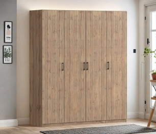 Шкаф четырехдверный Макс 2000 мм, вариант №1 (ЛДСП, корпус дуб вотан)