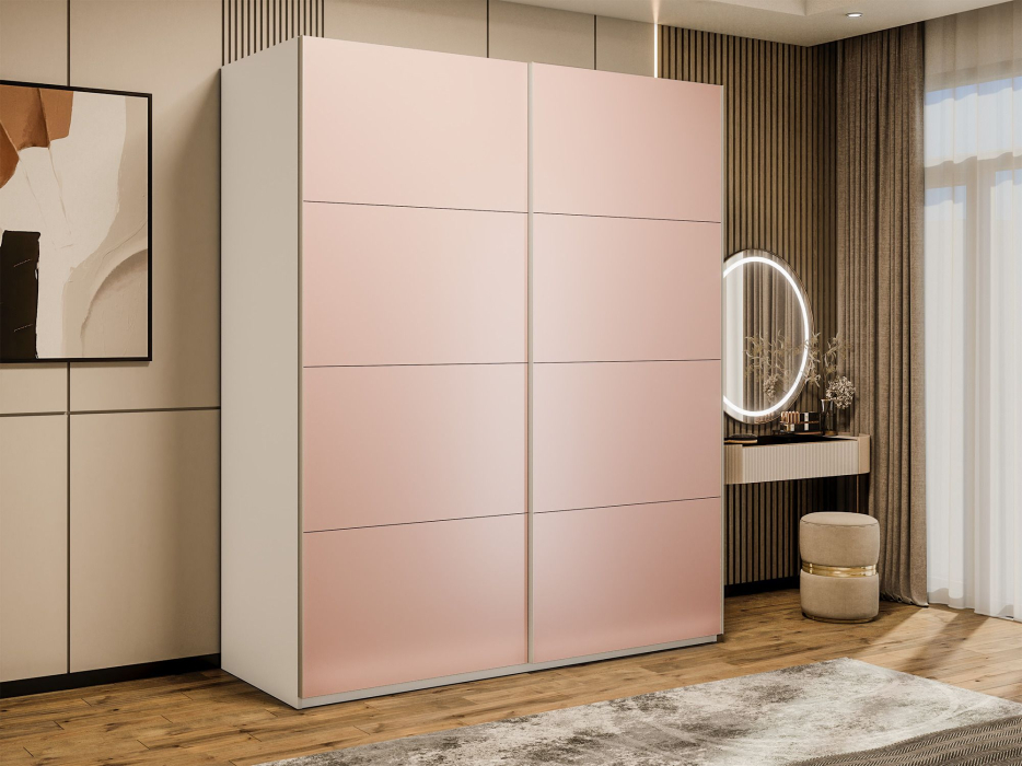 Шкафы-купе 2-х дверные, Шкаф-купе Эста 2-х дверный Стекла пудра/Доводчик 200х66х240