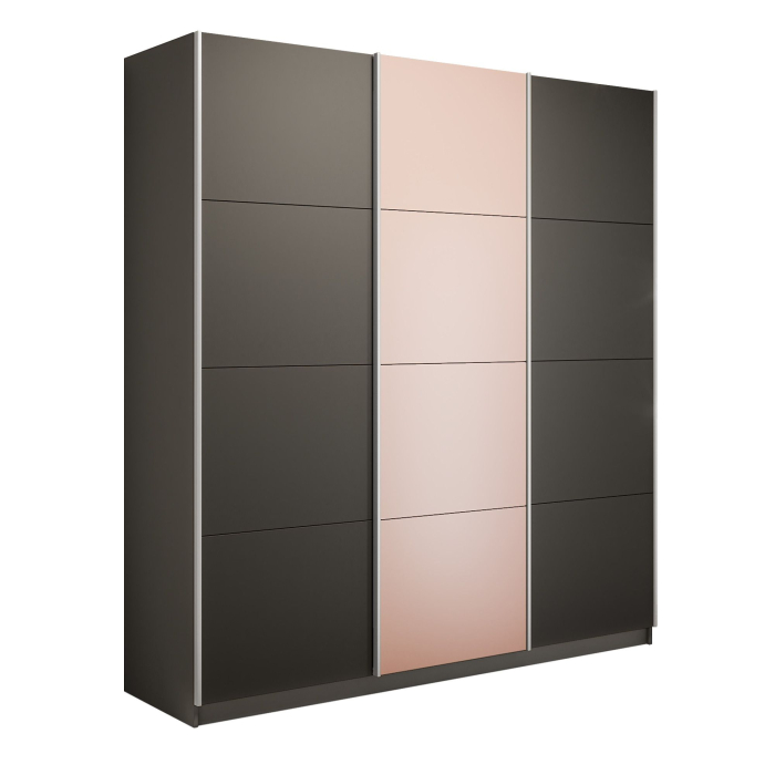 Шкафы-купе 3-х дверные, Шкаф-купе Прайм Широкий 3-х дверный ДСП/Стекла пудра/Доводчики 240х57х230