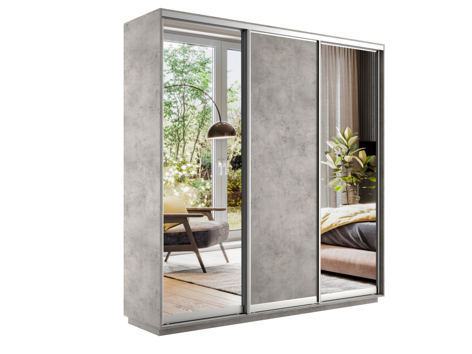 Шкафы-купе, Шкаф-купе Экспресс Медиум (2 зеркала) трио 2400 x 2400 x 600