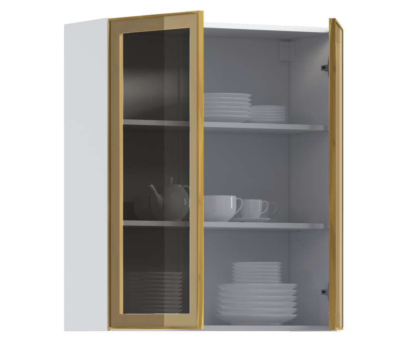Навесные, Навесной шкаф Регина РП-180 (Белый/Витрина Золото)