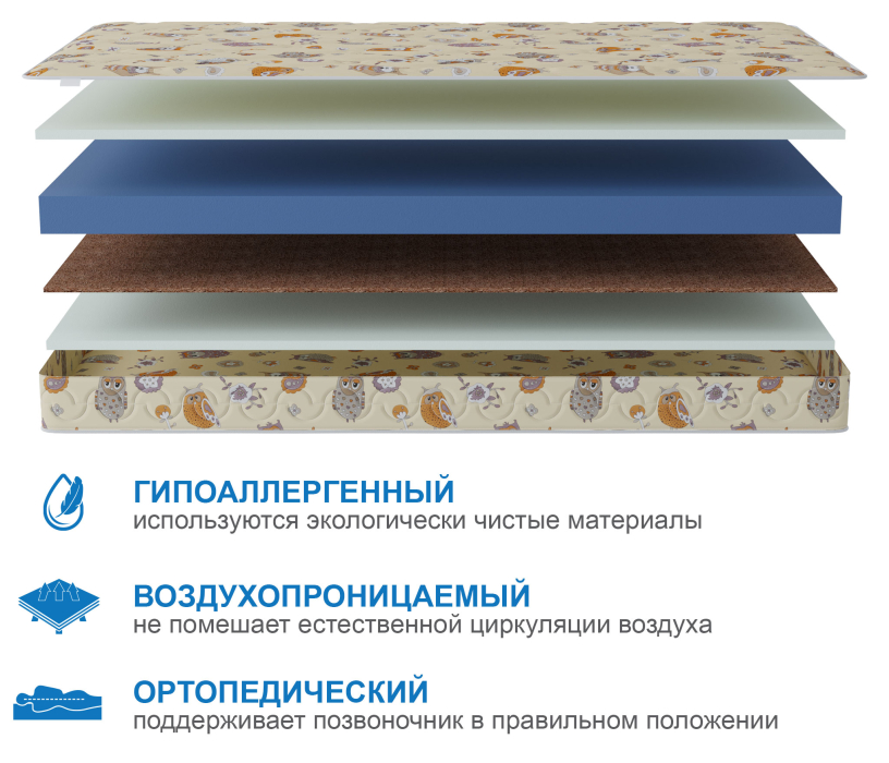 Матрасы, Матрас Здоровый сон-Мишутка 700х2000