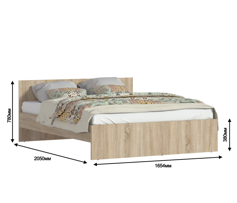 Спальные гарнитуры, Комплект Мамбо (кровать и комод), Дуб Сонома/Белый