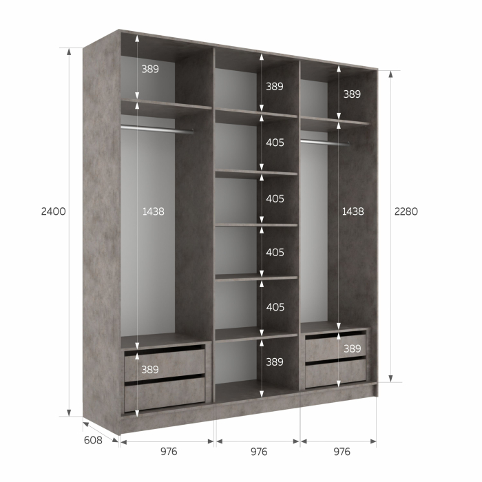 Шкафы-купе 3-х дверные, Шкаф-купе Эста 3-х дверный ДСП/Стекла фисташка/Доводчик 300х66х240