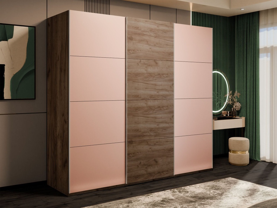 Шкафы-купе 3-х дверные, Шкаф-купе Эста 3-х дверный ДСП/Стекла пудра/Доводчик 240х66х240