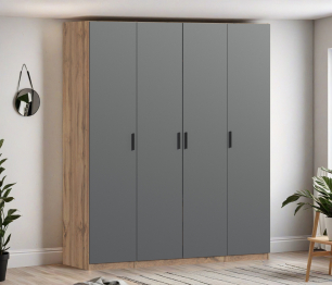 Шкаф четырехдверный Макс 2000 мм, вариант №3 (ЛДСП, корпус дуб вотан)