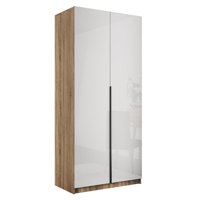 Шкафы распашные, Шкаф распашной Е1 Локер 101x52.5x220 см, с белым стеклом