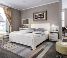 Спальные гарнитуры, Спальня Гранд / Ливерпуль Дуб Приморский Белый/МДФ Классика Светлый