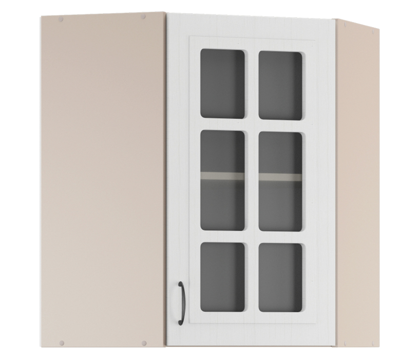 Регина, Регина РПУ-60 Полка угловая витрина Песочный/Сандал Белый