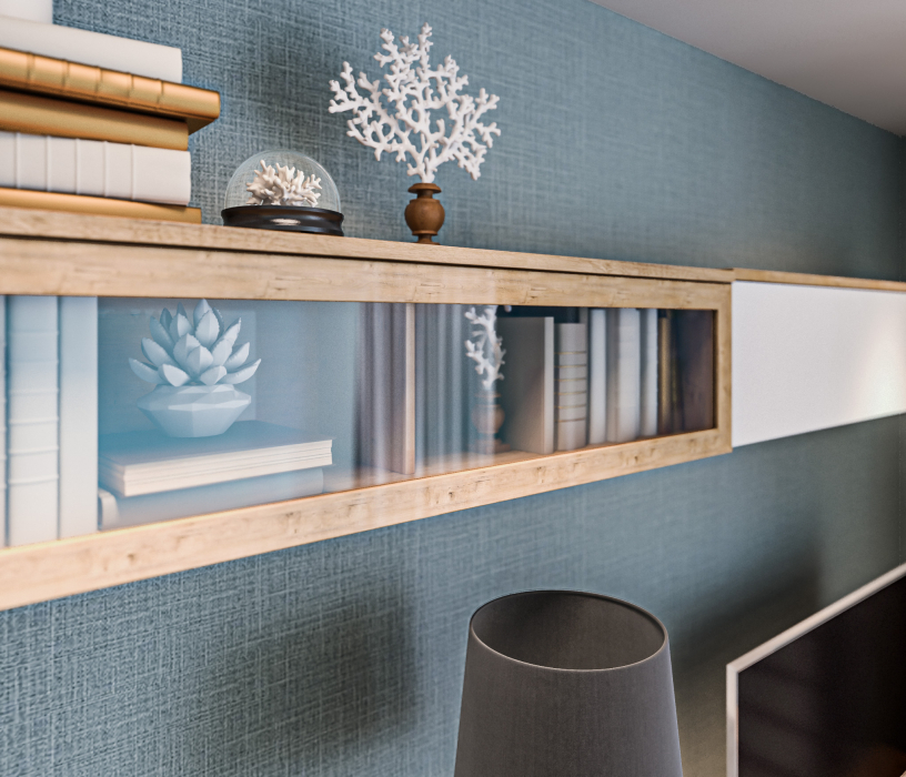 Стенки для гостиной, Веста гостиная с двумя витринами Дуб Бунратти/Белый глянец