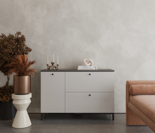 Комод Тренд СБ-3447 2 ящика, 1 дверь Диамант серый/Серый Перламутровый