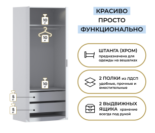 Шкаф двухдверный Макс 1000 мм, вариант №3 (ЛДСП/МДФ)